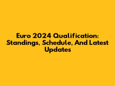 Euro 2024 Qualification: Standings, Schedule, And Latest Updates