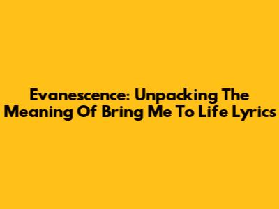 Evanescence: Unpacking The Meaning Of Bring Me To Life Lyrics