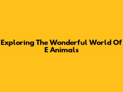 Exploring The Wonderful World Of 'E' Animals