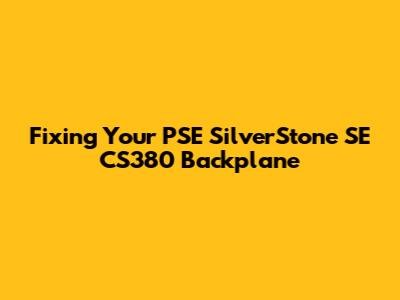 Fixing Your PSE SilverStone SE CS380 Backplane