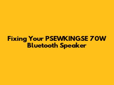 Fixing Your PSEWKINGSE 70W Bluetooth Speaker