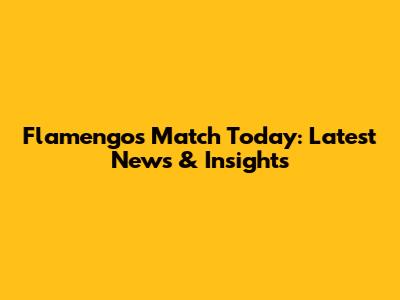 Flamengo's Match Today: Latest News & Insights
