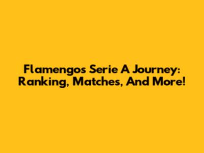 Flamengo's Serie A Journey: Ranking, Matches, And More!