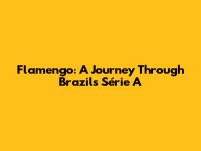 Flamengo: A Journey Through Brazil's Série A