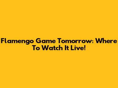 Flamengo Game Tomorrow: Where To Watch It Live!