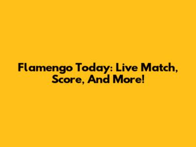 Flamengo Today: Live Match, Score, And More!
