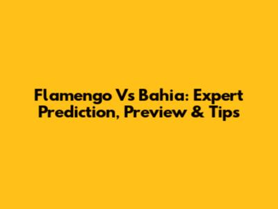 Flamengo Vs Bahia: Expert Prediction, Preview & Tips