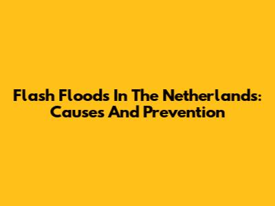 Flash Floods In The Netherlands: Causes And Prevention