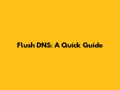 Flush DNS: A Quick Guide