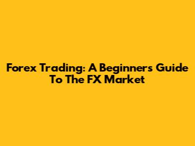 Forex Trading: A Beginner's Guide To The FX Market