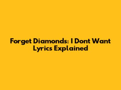 Forget Diamonds: "I Don't Want" Lyrics Explained