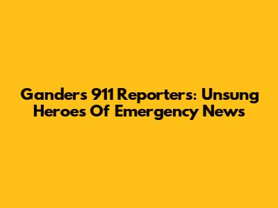 Gander's 911 Reporters: Unsung Heroes Of Emergency News