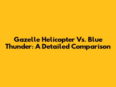 Gazelle Helicopter Vs. Blue Thunder: A Detailed Comparison