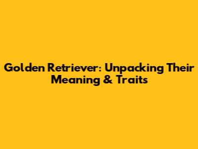 Golden Retriever: Unpacking Their Meaning & Traits