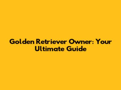 Golden Retriever Owner: Your Ultimate Guide