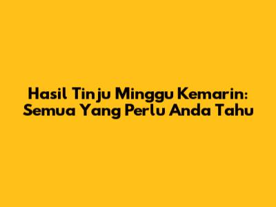Hasil Tinju Minggu Kemarin: Semua Yang Perlu Anda Tahu