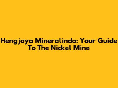 Hengjaya Mineralindo: Your Guide To The Nickel Mine