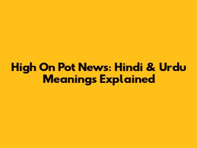 High On Pot News: Hindi & Urdu Meanings Explained