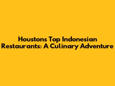 Houston's Top Indonesian Restaurants: A Culinary Adventure