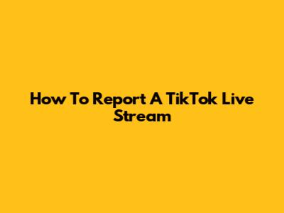 How To Report A TikTok Live Stream