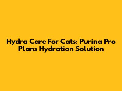 Hydra Care For Cats: Purina Pro Plan's Hydration Solution