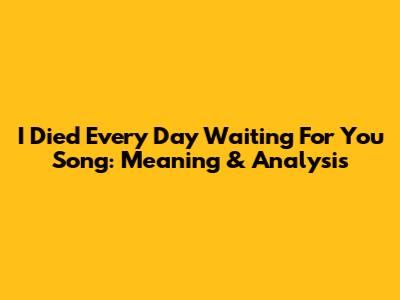 I Died Every Day Waiting For You Song: Meaning & Analysis