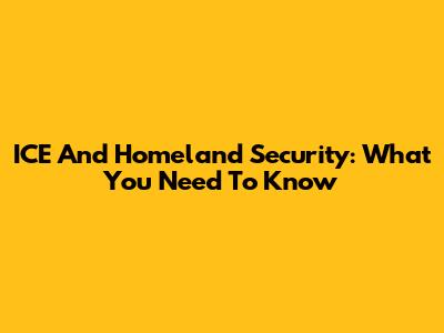 ICE And Homeland Security: What You Need To Know