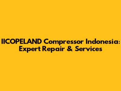 IICOPELAND Compressor Indonesia: Expert Repair & Services