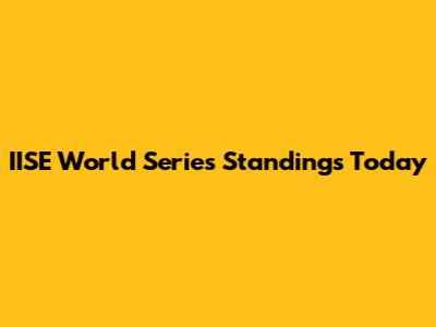 IISE World Series Standings Today