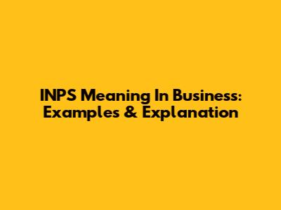 INPS Meaning In Business: Examples & Explanation