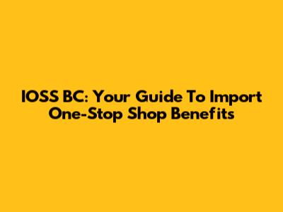 IOSS BC: Your Guide To Import One-Stop Shop Benefits