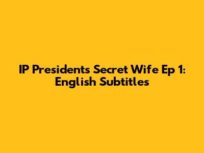 IP President's Secret Wife Ep 1: English Subtitles