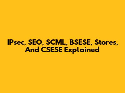 IPsec, SEO, SCML, BSESE, Stores, And CSESE Explained