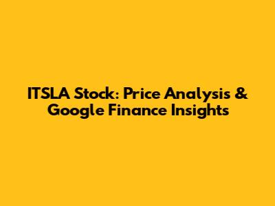 ITSLA Stock: Price Analysis & Google Finance Insights