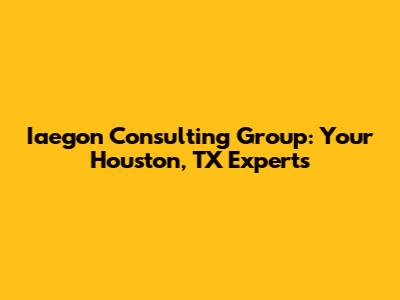 Iaegon Consulting Group: Your Houston, TX Experts