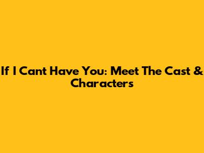 If I Can't Have You: Meet The Cast & Characters