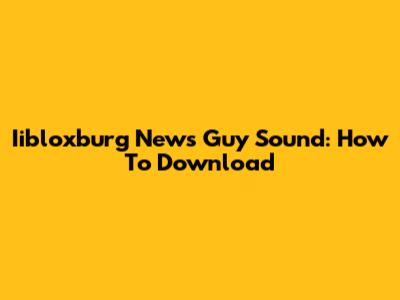 Iibloxburg News Guy Sound: How To Download