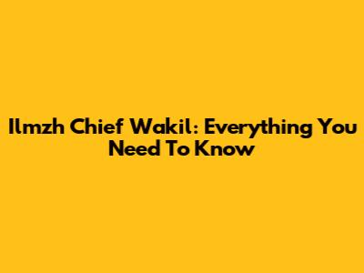 Ilmzh Chief Wakil: Everything You Need To Know