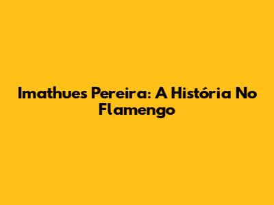 Imathues Pereira: A História No Flamengo