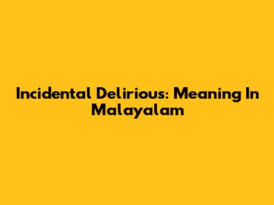Incidental Delirious: Meaning In Malayalam