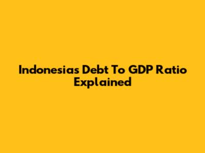 Indonesia's Debt To GDP Ratio Explained