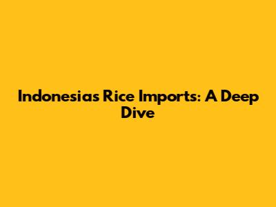 Indonesia's Rice Imports: A Deep Dive