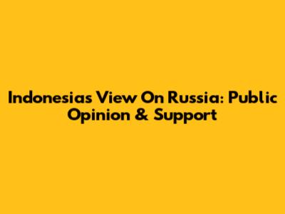 Indonesia's View On Russia: Public Opinion & Support