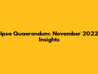 Ipsa Quaerendum: November 2022 Insights