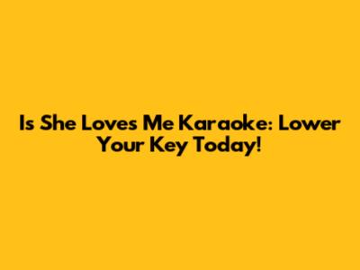 Is She Loves Me Karaoke: Lower Your Key Today!
