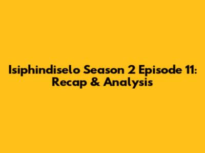 Isiphindiselo Season 2 Episode 11: Recap & Analysis