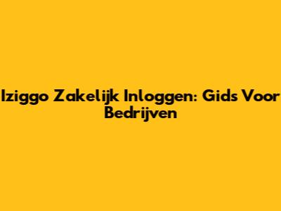 Iziggo Zakelijk Inloggen: Gids Voor Bedrijven