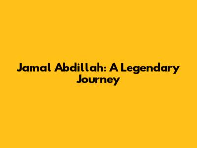 Jamal Abdillah: A Legendary Journey
