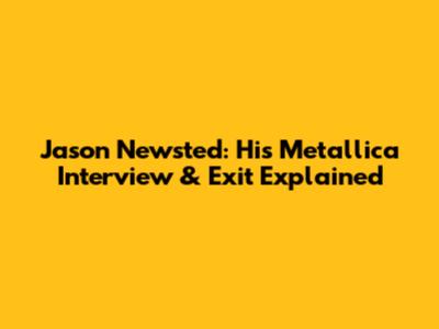 Jason Newsted: His Metallica Interview & Exit Explained