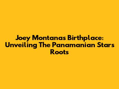 Joey Montana's Birthplace: Unveiling The Panamanian Star's Roots